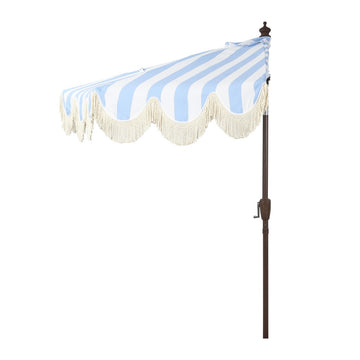 Beverly 9 ft. Designer Classic Scalloped Fringe Half Market Patio Umbrella